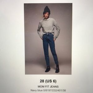 Zara MOM FIT JEANS navy blue size 28(US 6)